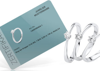 Die DiamondGroup brandet auf Wunsch nicht nur den Schmuck für den Juwelier, sondern auch das Zertifikat.