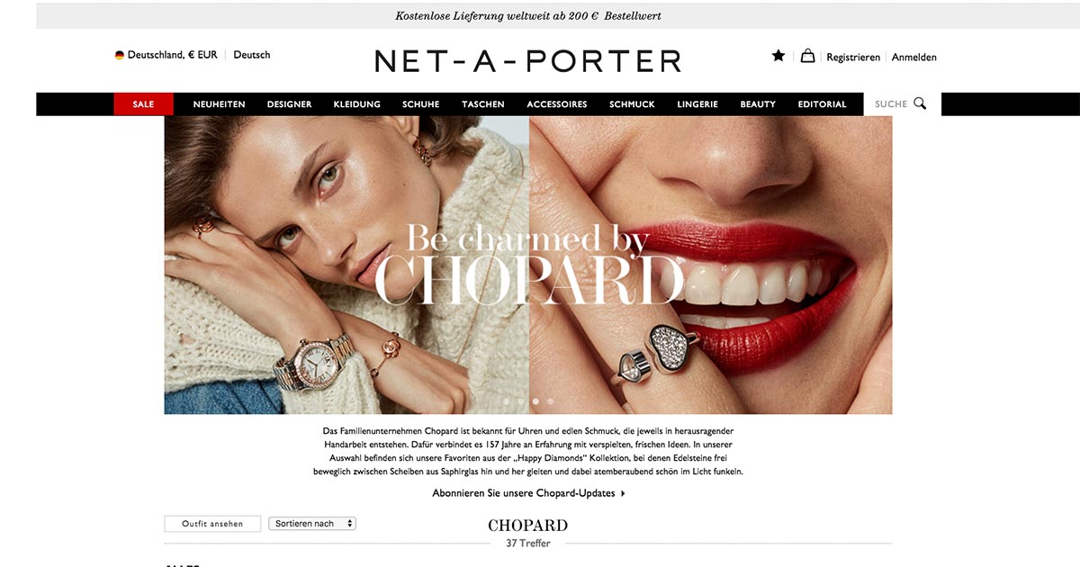 Produkte von Chopard gibt es jetzt auch online bei Net-A-Porter.