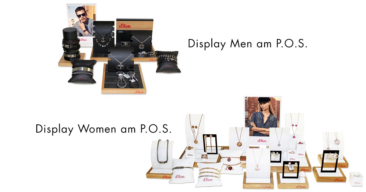 Auch das Display zeigt deutlich: Am P.O.S. wird Männer- und Frauenschmuck unterschiedlich präsentiert.