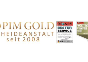 Pim Gold wurde bereits zwei Mal ausgezeichnet: 2017 in der Kategorie „Bester Service“ unter den Goldmakler-Vertrieben von Focus Money und als Wachstumschampion 2018 von Focus.