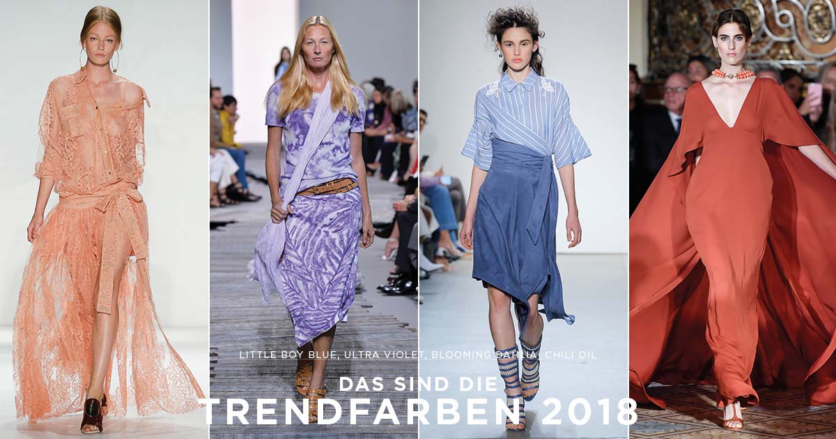 Little Boy Blue, Ultra Violet, Blooming Dahlia, Chili Oil – das sind die Trendfarben 2018.