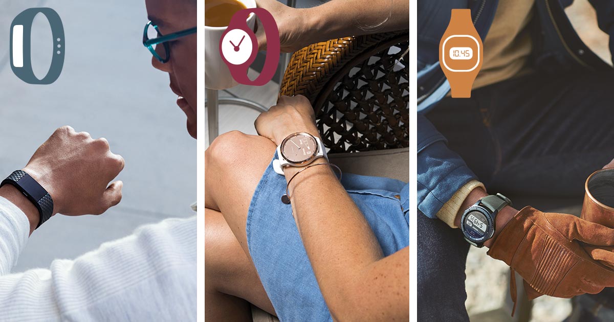 Ob Fitnesstracker (hier: Fitbit), Connected Watch (hier: Garmin) oder Smartwatch (hier: Samsung): alle drei Segmente wachsen.
