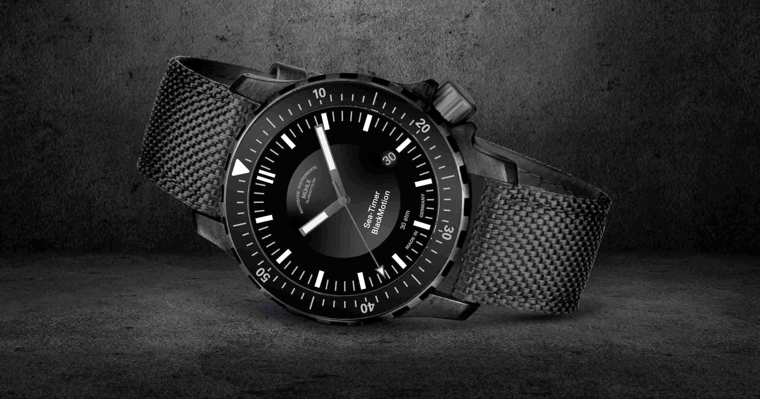 Alles neu: Mühle stellt in diesem Jahr auf einem neuen Stand in Halle 1 aus. Neu ist auch dieses Modell, Sea-Timer BlackMotion.