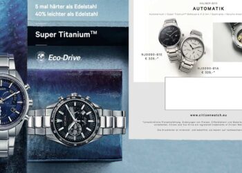 Von Konsumenten geliebt: Titan ist ein so wichtiges Kriterium, dass Citizen einen eigenen Flyer herausbringt. Darin werden 38 Super-Titanium-Modelle aus unterschiedlichen Kollektionslinien vorgestellt.