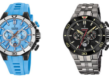 Der hellblaue Chronograph mit Datumsanzeige und Kautschukband kostet 189 Euro UVP, der Chronograph der Limited Edition aus Edelstahl 449 Euro UVP.