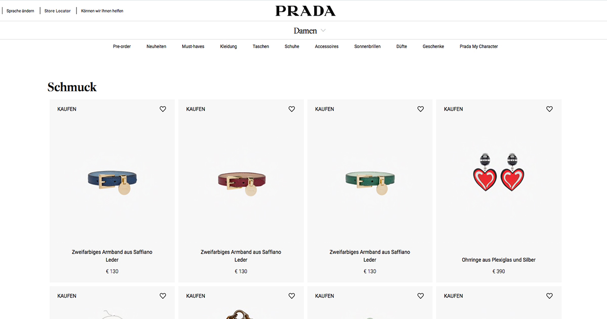 Bislang gibt es von Prada nur Modeschmuck. Nun soll eine 18kt-Echtschmuck-Kollektion folgen.