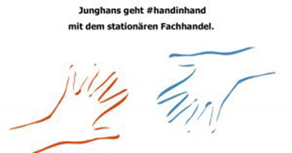 #handinhand mit dem stationären Fachhandel. Junghans beteiligt seine Fachhandelspartner am Online-Umsatz.
