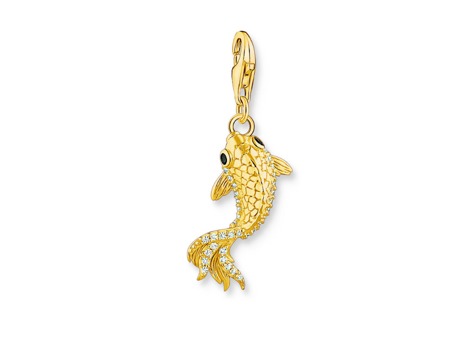 Charm: Fisch, vergoldet mit 925er-Gelbgold, besetzt mit Zirkonia-Steinen. © Thomas Sabo