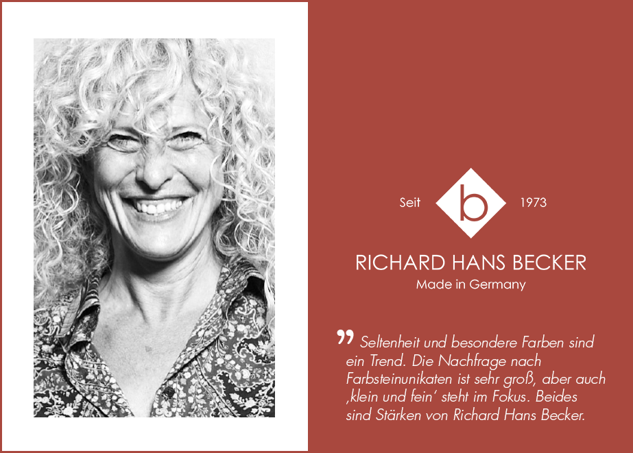Birgit Becker, Vertreterin der Farbedelstein-Experten von Richard Hans Becker.