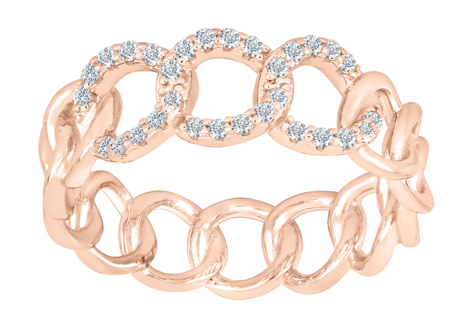 Ring aus 925 Silber, rosévergoldet mit Zirkonia-Steinen. Marke Joanli Nor. © Nordahl Jewelry