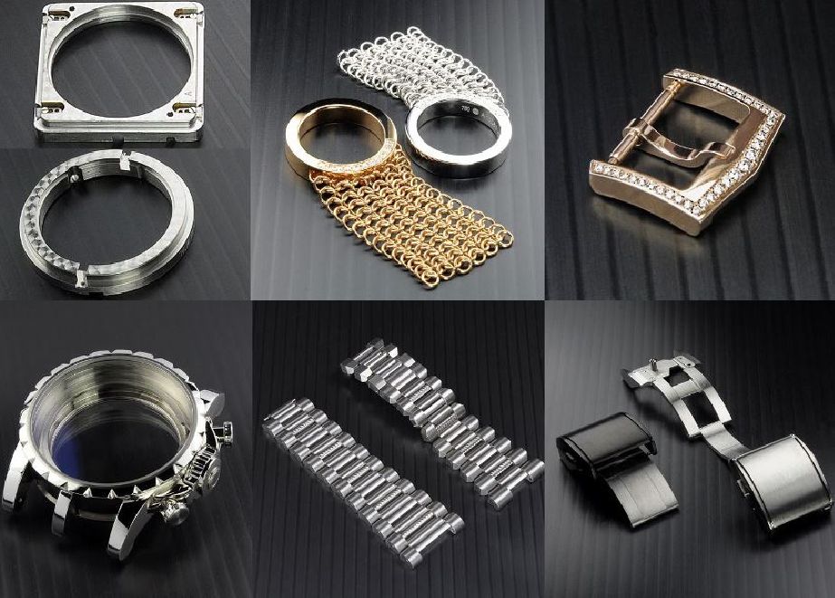 Das Sortiment von Erbas umfasst Uhrengehäuse, Armbänder, Schließen und Komponenten für Uhren und Schmuck aus Edelstahl und Edelmetallen. © Erbas SA