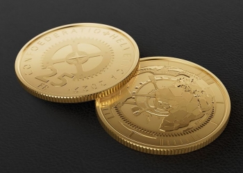 Goldene Gedenkmünze mit dem besonderen Tick