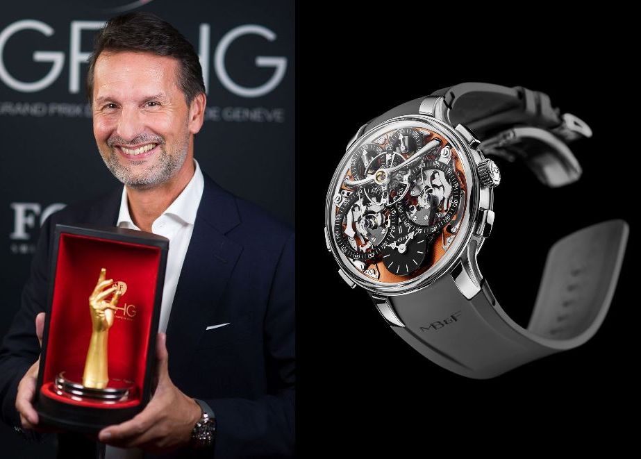 Maximilian Büsser mit dem Aiguille d´Or für die Legacy Machine Sequential Evo. © Grand Prix d’Horlogerie de Genève