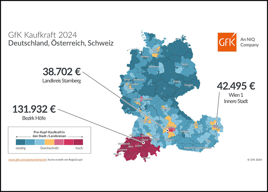 GfK Kaufkraft Österreich Deutschland Schweiz 2024