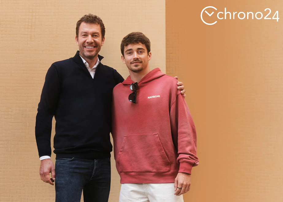 Chrono24-CEO Carsten Keller und Charles Leclerc
