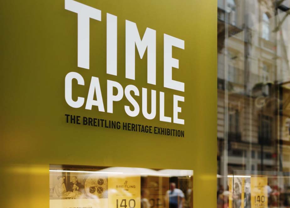 Breitling Time Capsule Vintage Uhren Ausstellung Boutique Wien