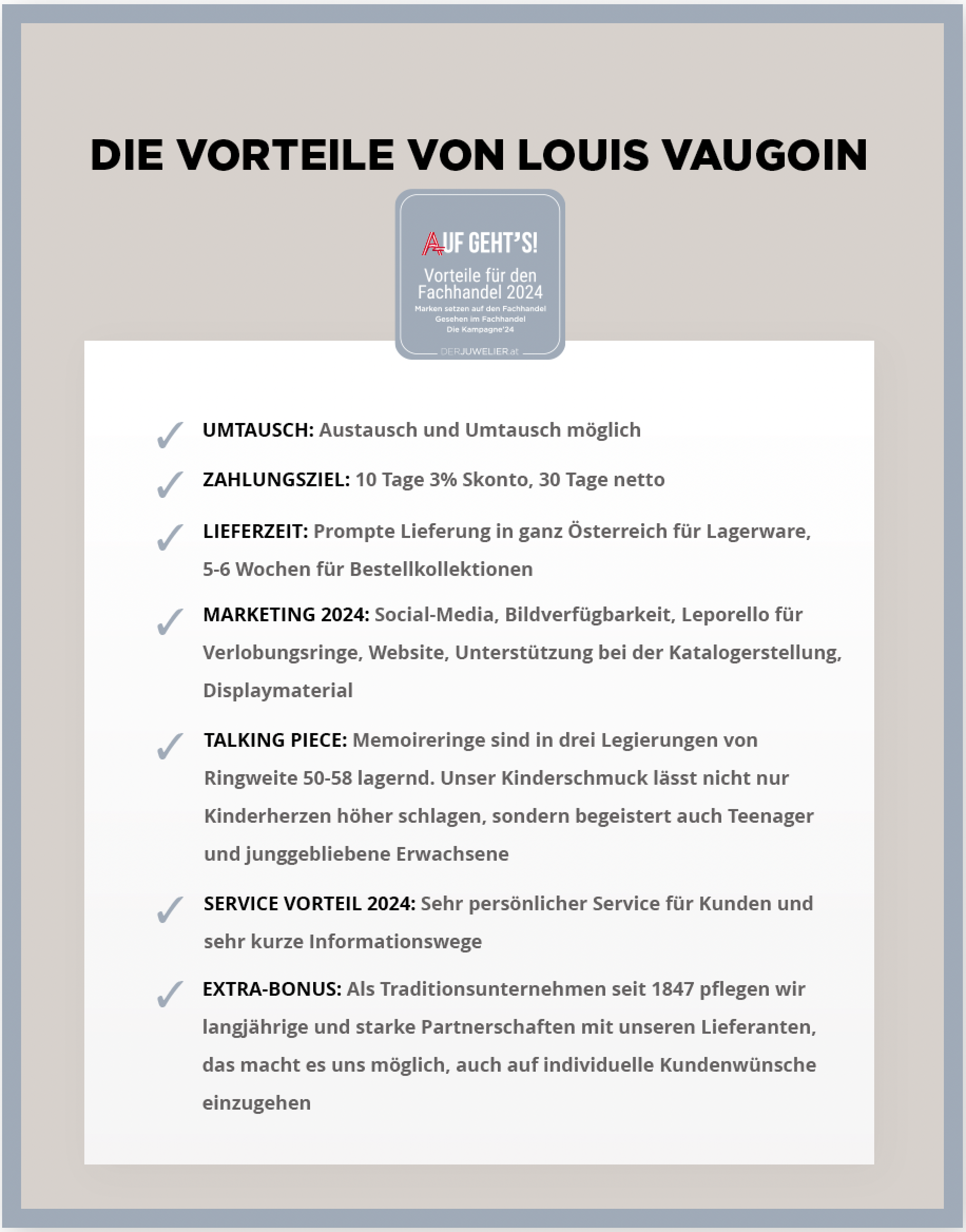 Louis Vaugoin Vorteile für den Fachhandel