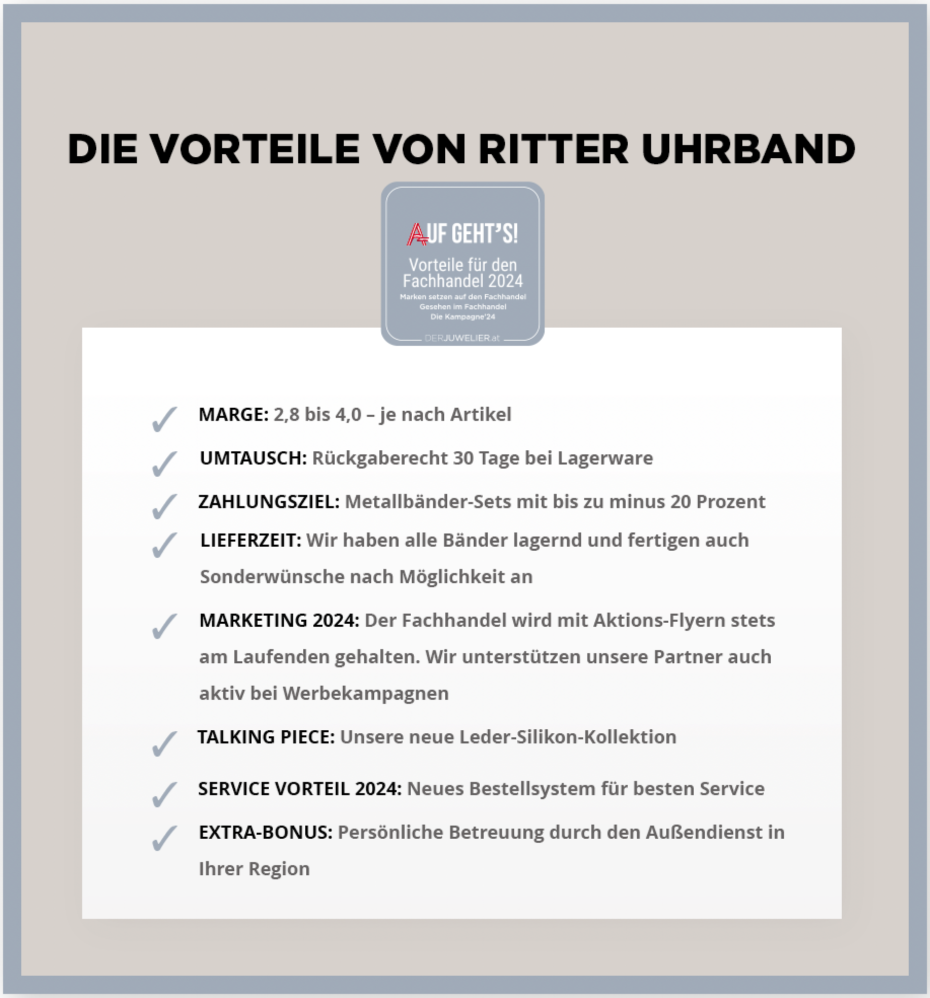 Ritter Uhrband Vorteile für den Fachhandel