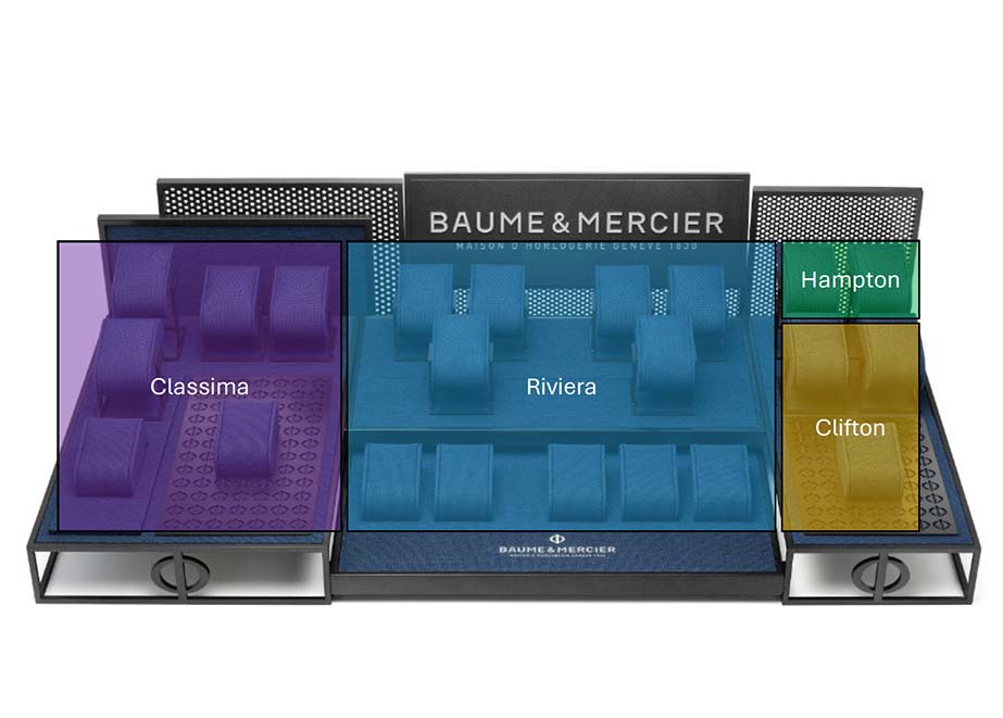 Baume Mercier Incounter Display M 22 Stück Anordnung Uhren