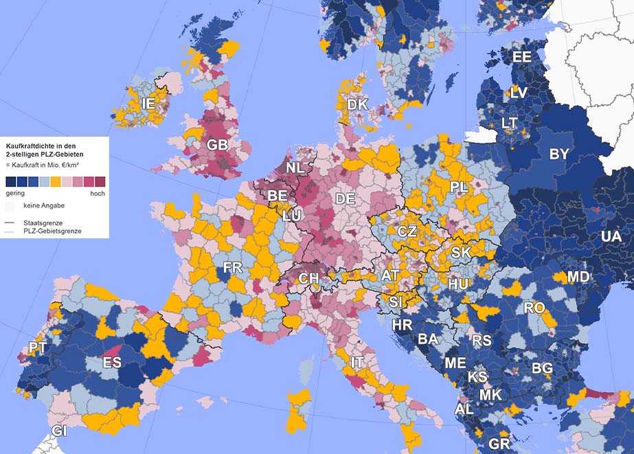 GfK Kaufkraftdichte Europa 2024