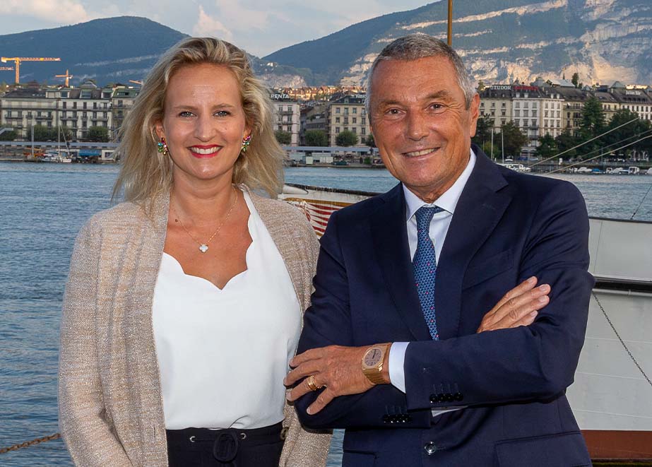 Delphine Bachmann, Staatsrätin für Wirtschaft und Arbeit und Jean-Christophe Babin, Präsident der Geneva Watch Days Association und CEO von Bulgari Geneva Watch Days 2025
