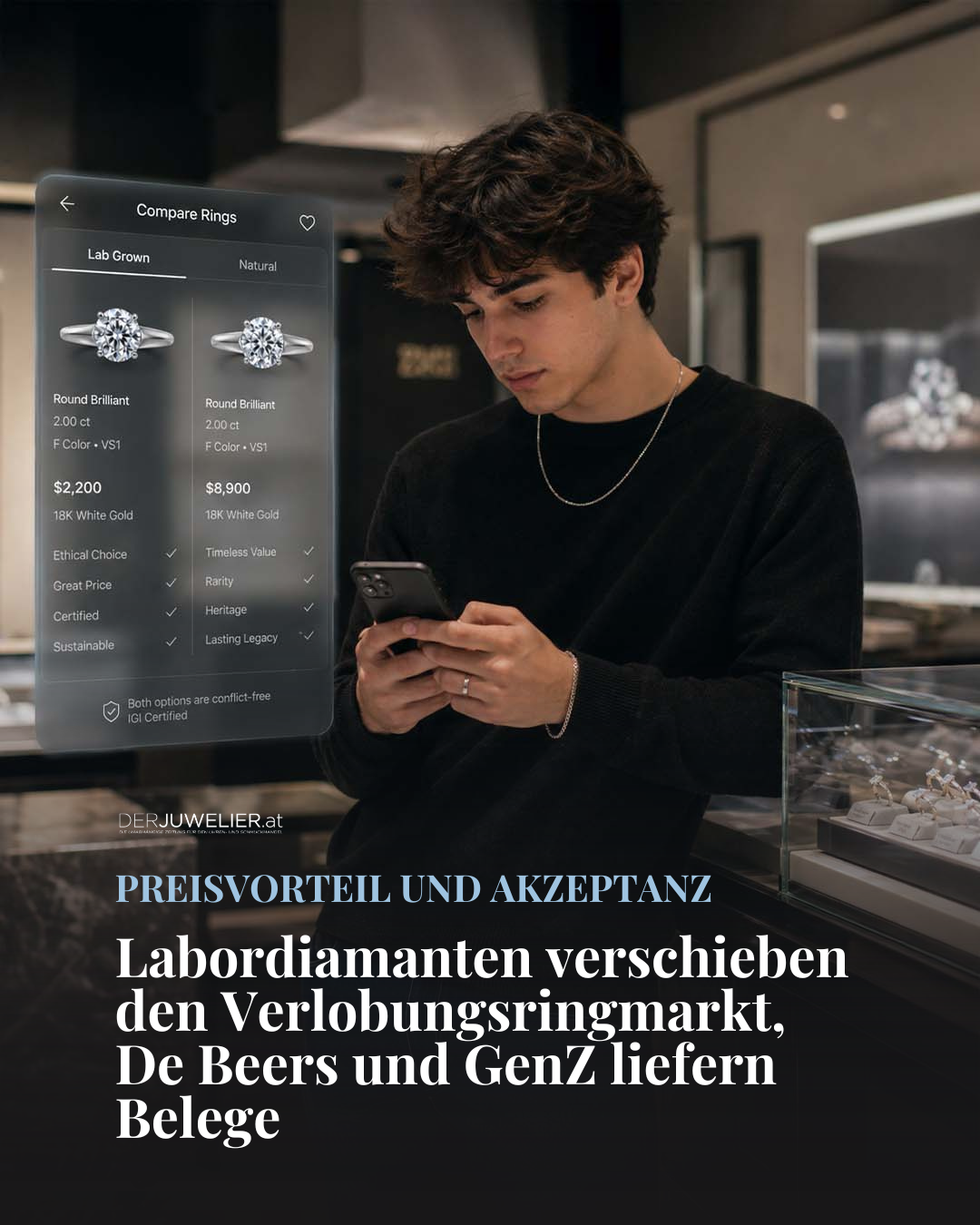 Labordiamanten vs Naturdiamanten Verlobungsring GenZ De Beers DJ