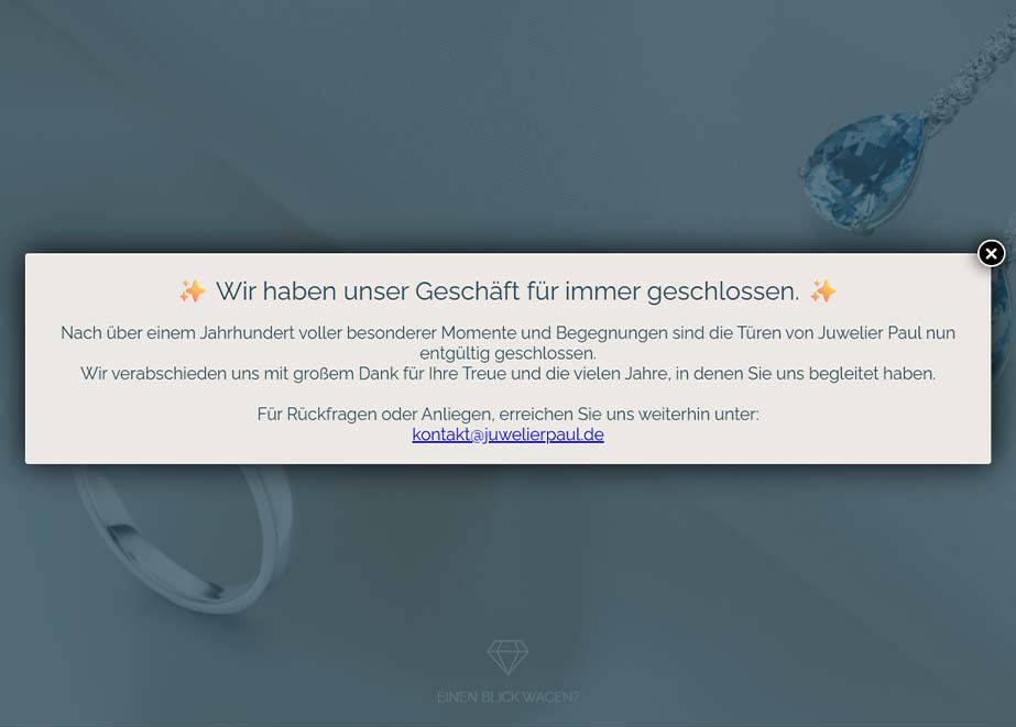Juwelier Paul Nürnberg Geschäftsaufgabe